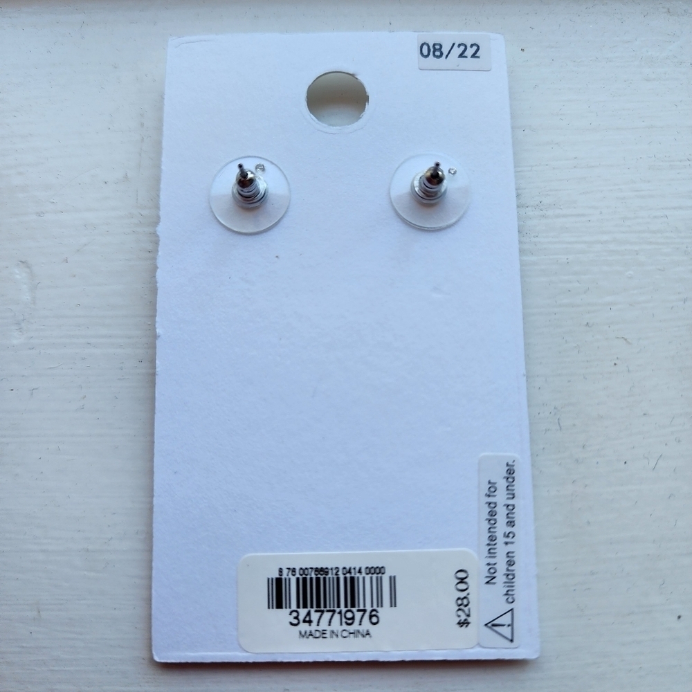 Express Silver Double circle rhinestone drop earrings NWT - Picture 4 of 6